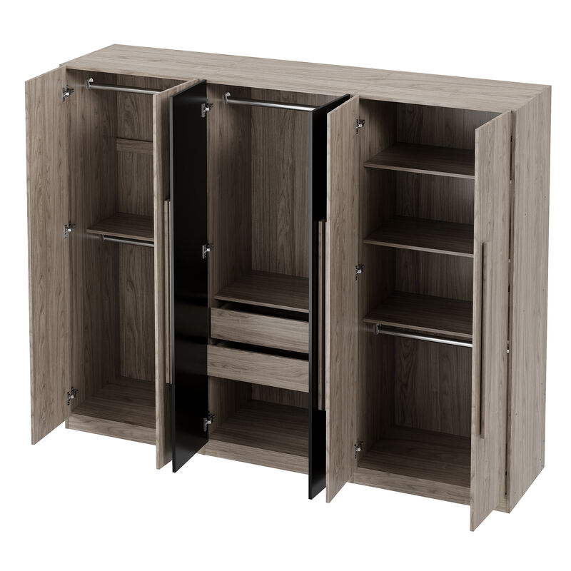 Merax 6 Doors Wardrobe Closet with 3 Clothes Hanging Rails