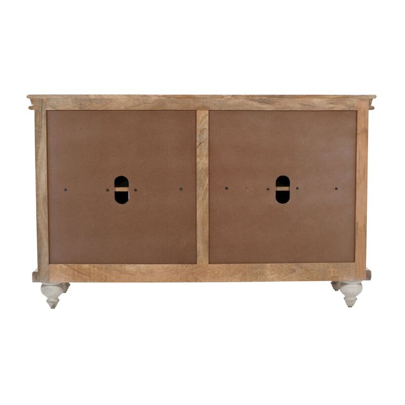 Jofran Taj 60 Hand Carved Solid Wood Global Bohemian Four-Door Sideboard Cabinet