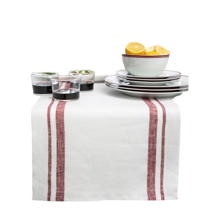 Solino Home 100% Pure Linen Table Runner | French Stripe