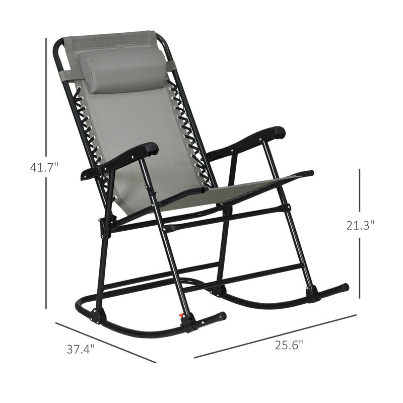 2pc Outdoor Patio Folding Rocking Chair Set Garden Rocker Chaise Lounge Mesh