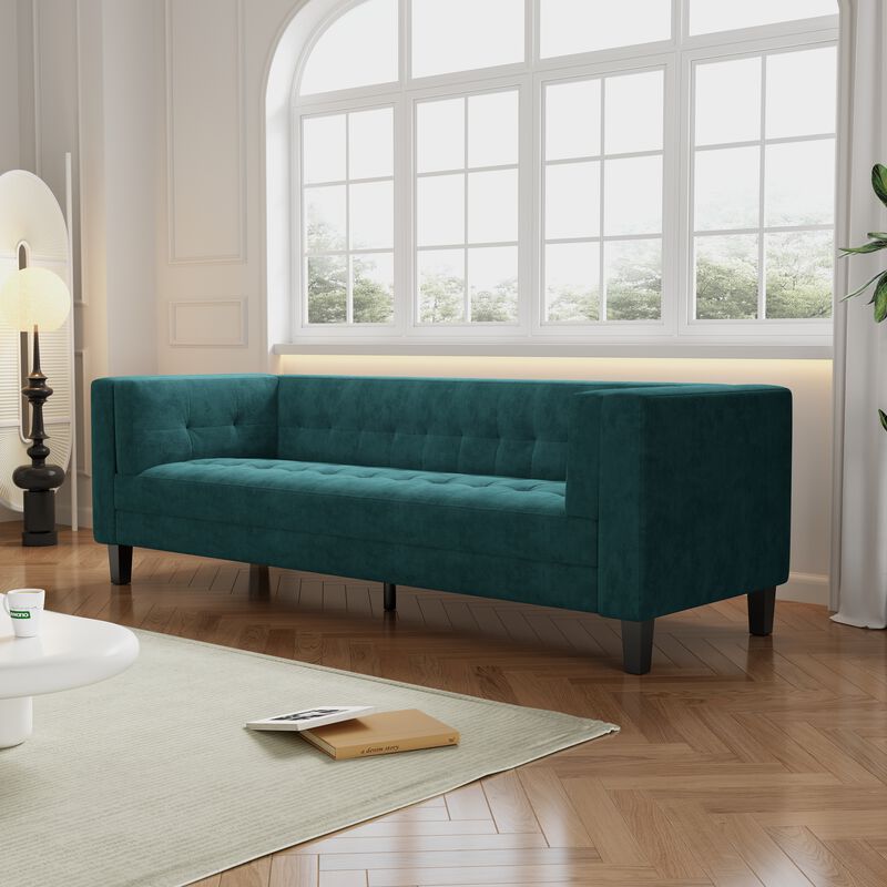 Merax Upholstered Tufted Coach Velvet Sofa