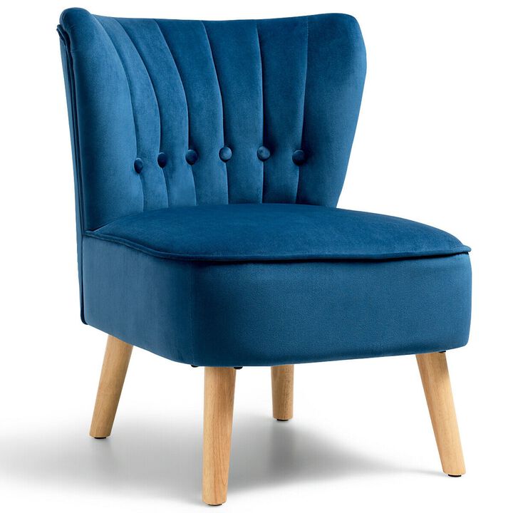 Armless Accent Chair Tufted Velvet Leisure Chair