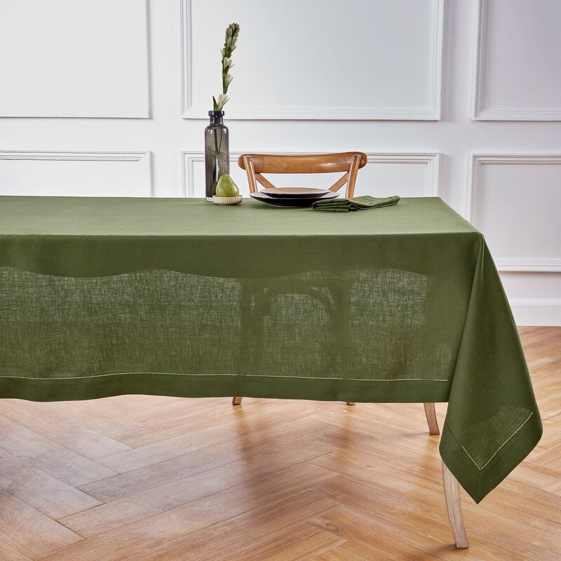 Solino Home 100% Pure Linen Tablecloth | Classic Hemstitch