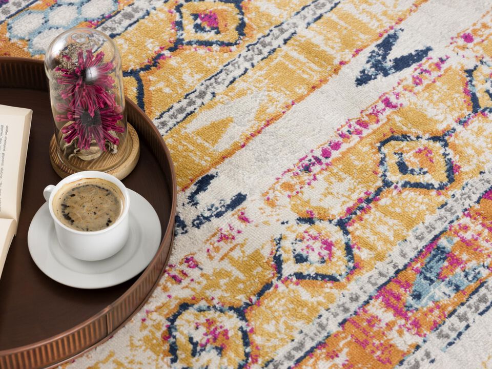 Savannah Boho Modern Yellow Beige Indoor Runner Rug
