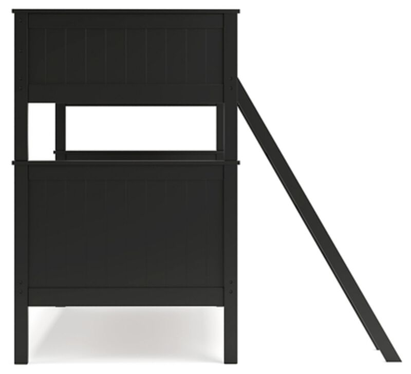 Nextonfort Twin Over Twin Bunk Bed in Black