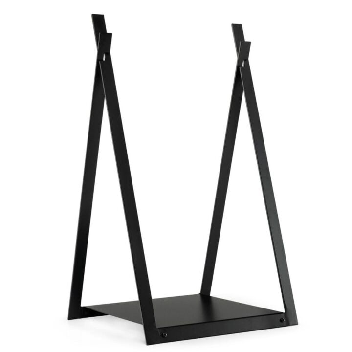 Hivvago Triangle Firewood Rack with Raised Base for Fireplace Fire Pit-Black