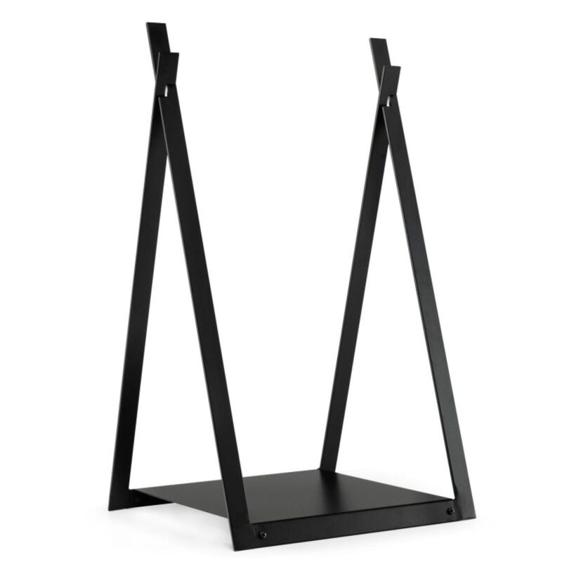 Hivvago Triangle Firewood Rack with Raised Base for Fireplace Fire Pit-Black