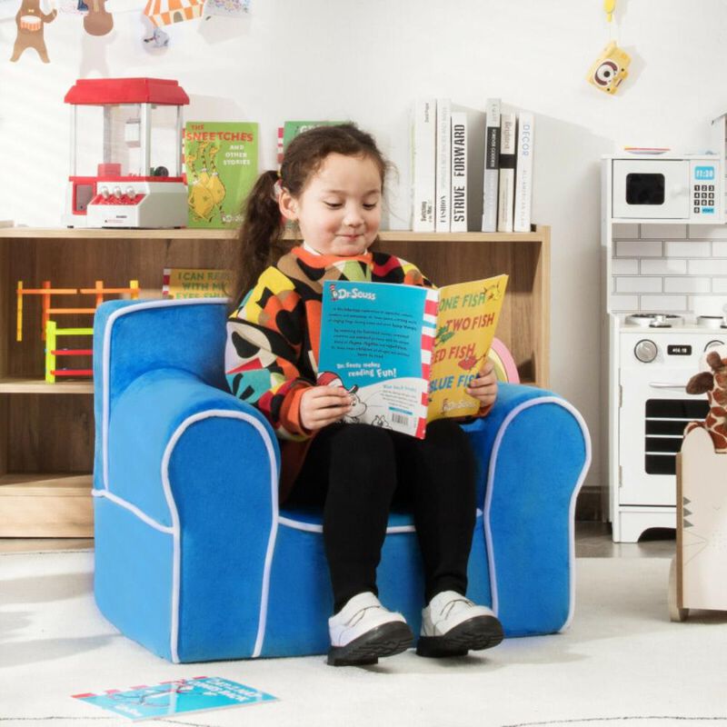 Hivvago Upholstered Kids Sofa with Velvet Fabric and High-Quality Sponge