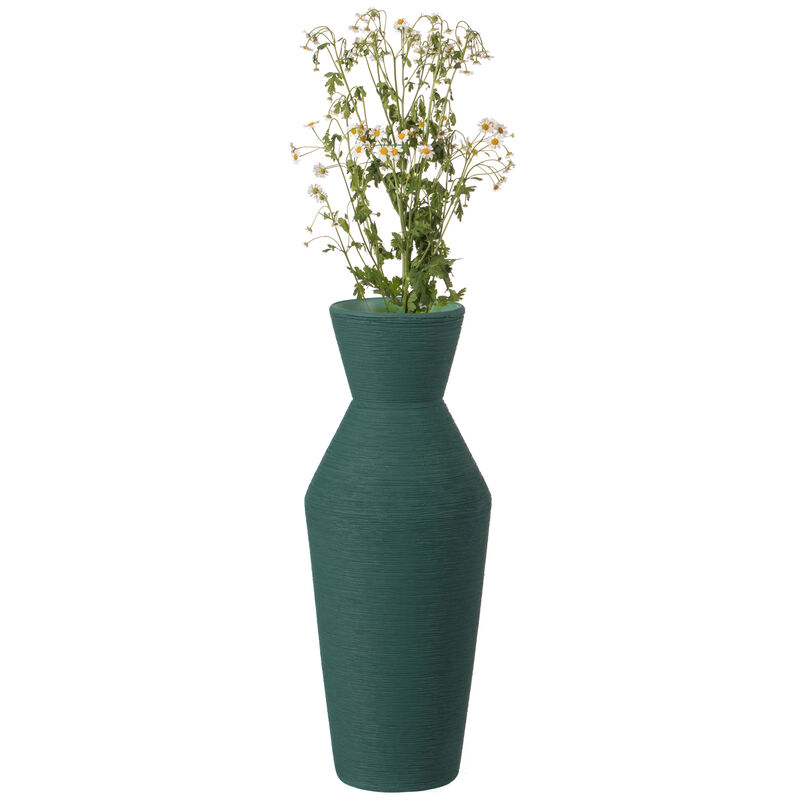 10" H Decorative Ceramic Round Sharp Concaved Top Vase Centerpiece Table Vase Green, Large