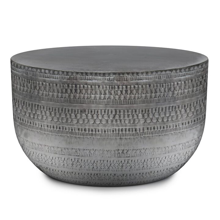 Simpli Home Johnsen Metal Coffee Table In Antique Silver