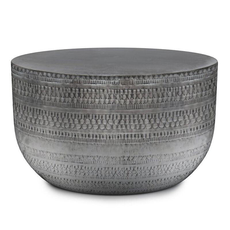 Simpli Home Johnsen Metal Coffee Table In Antique Silver