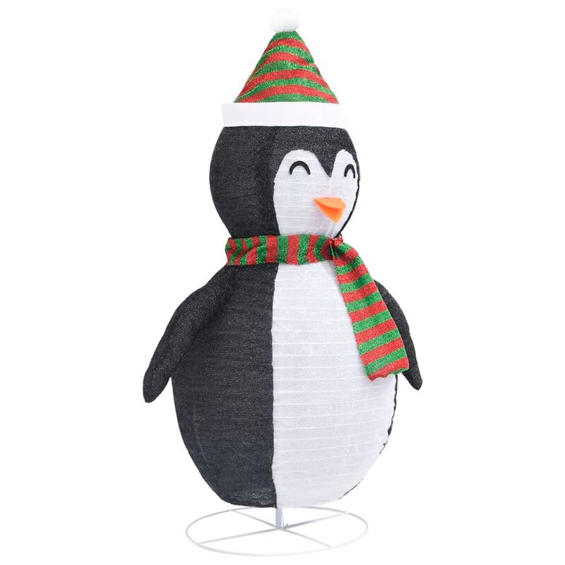Mani Christmas Decor 4 ft Snow Penguin, 120 LED Light, White and Black - Benzara