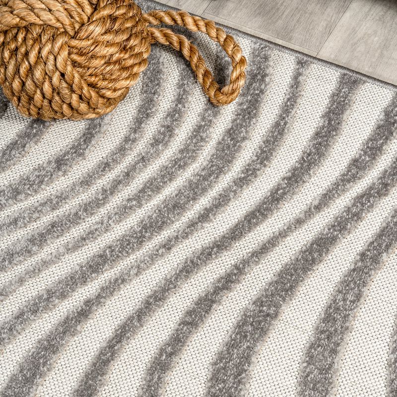 Maribo High-Low Abstract Groovy Striped Indoor/Outdoor Area Rug