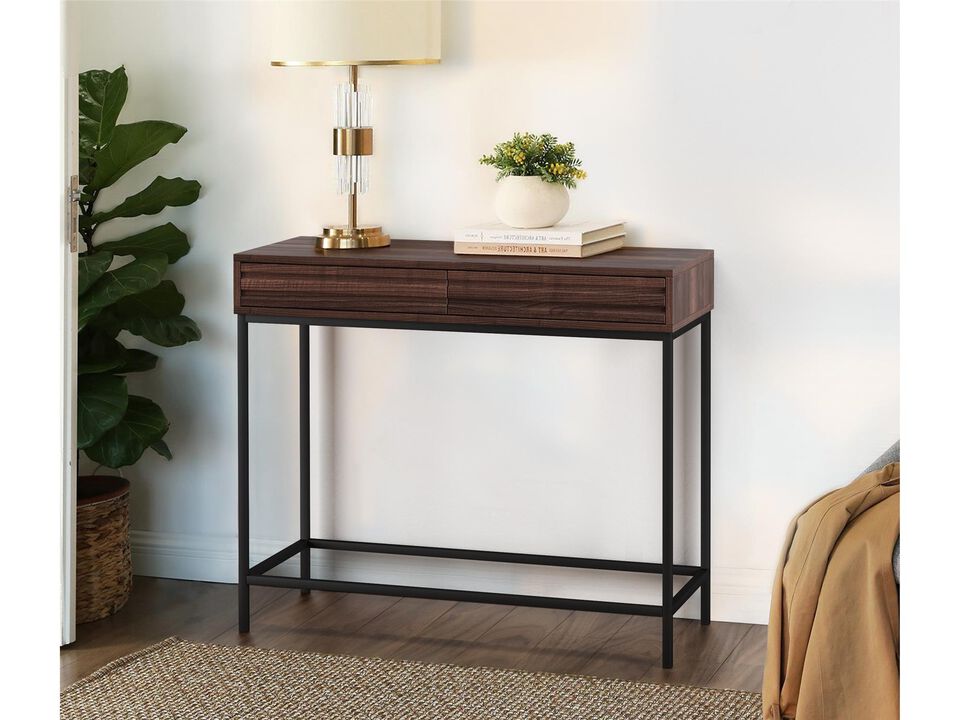 Jarrel 2 Drawer Console Table with Black Metal Legs