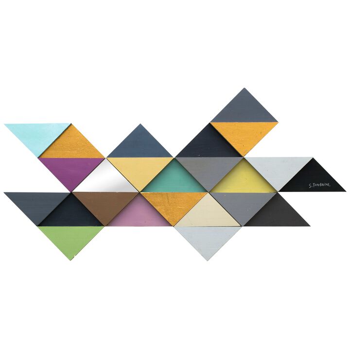 Black and Orange Tremulous Triangle Unframed Wall Decor 28" x 56.5"