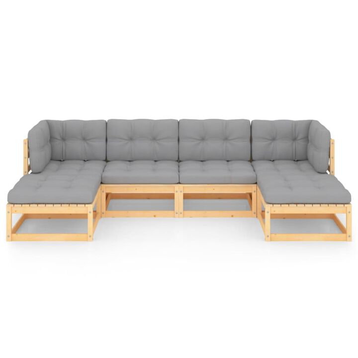 vidaXL 6 Piece Garden Lounge Set with Cushions Solid Pinewood