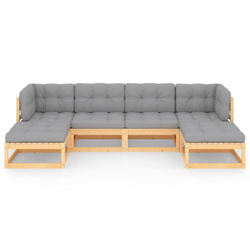 vidaXL 6 Piece Garden Lounge Set with Cushions Solid Pinewood