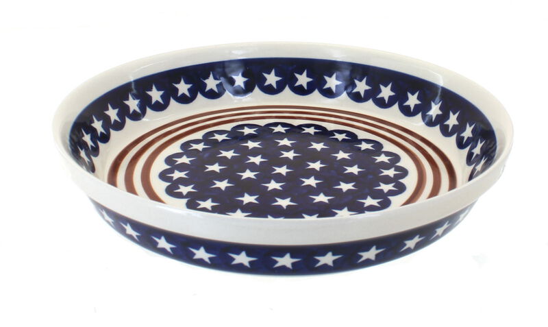 Blue Rose Polish Pottery Stars & Stripes Pie Plate