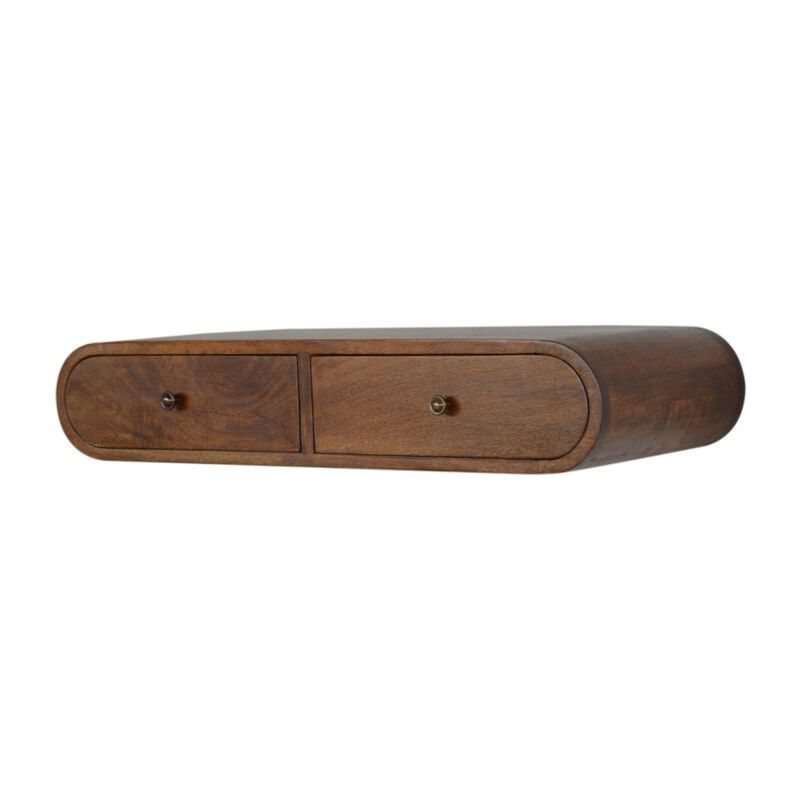 Wall Mounted Chestnut Solid Wood 2 Drawer  Console Table