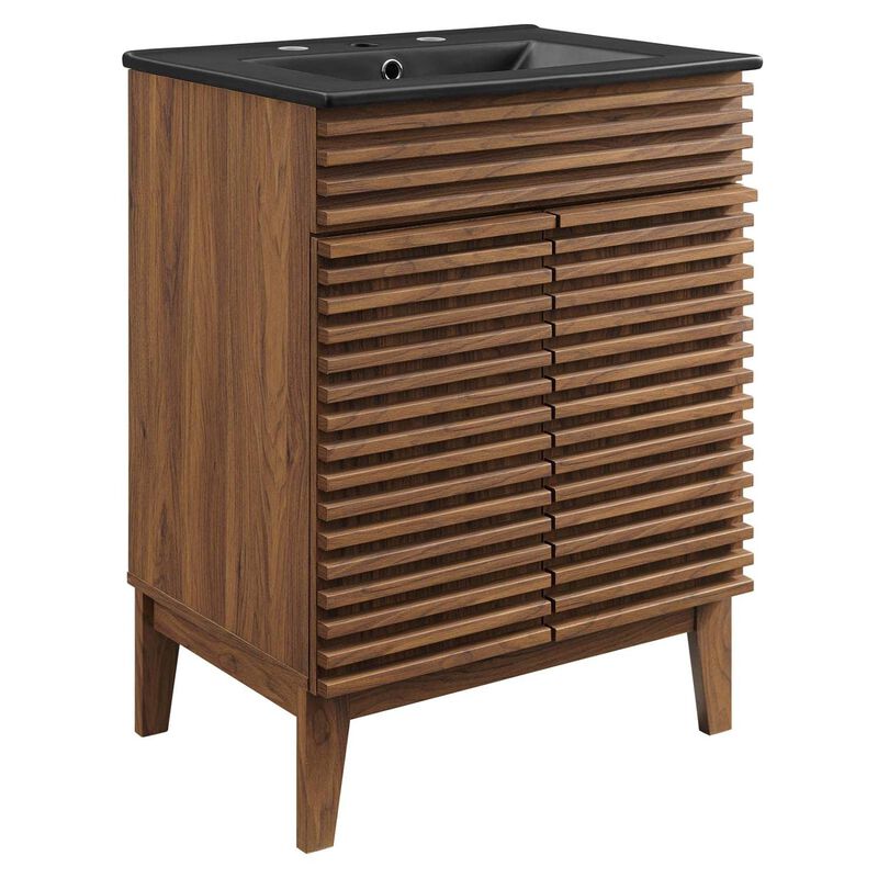 Modway Render Vanity with Sink-Floor, 24 Inch, Walnut Black