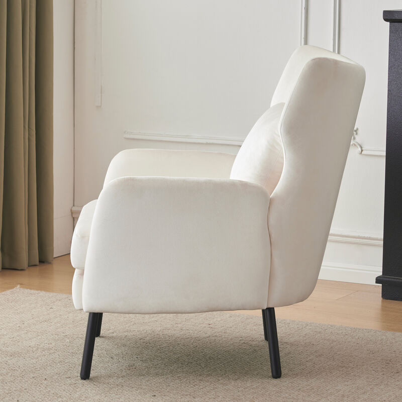 Merax Wing Back Velvet Accent Chair with Metal Legs