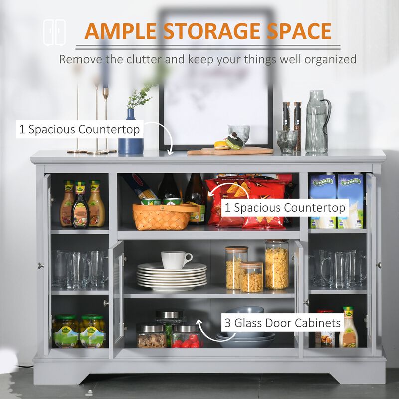 Gray Modern Storage: Sideboard with Glass Doors for Living Room