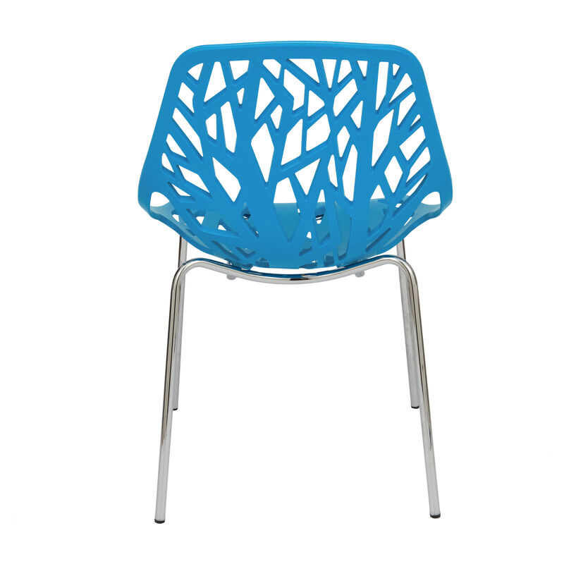 LeisureMod Asbury Dining Stackable Chair in Polypropylene Seat and Chrome Legs Set of 2