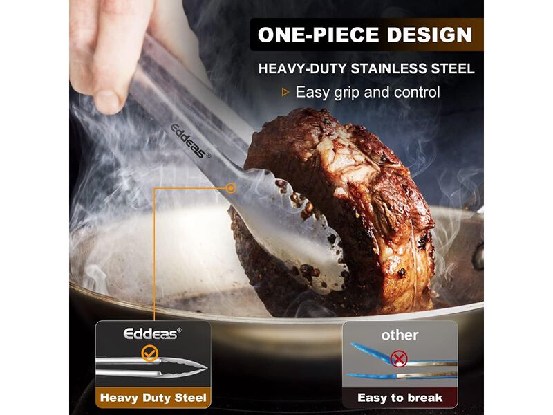 Eddeas Stainless Steel Kitchen Tongs set of 3