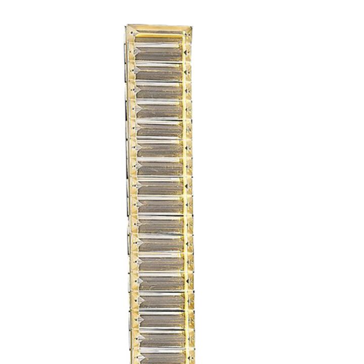 Lizy 62 Inch Floor Lamp with Crystal, LED Metal Frame, Antique Brass - Benzara