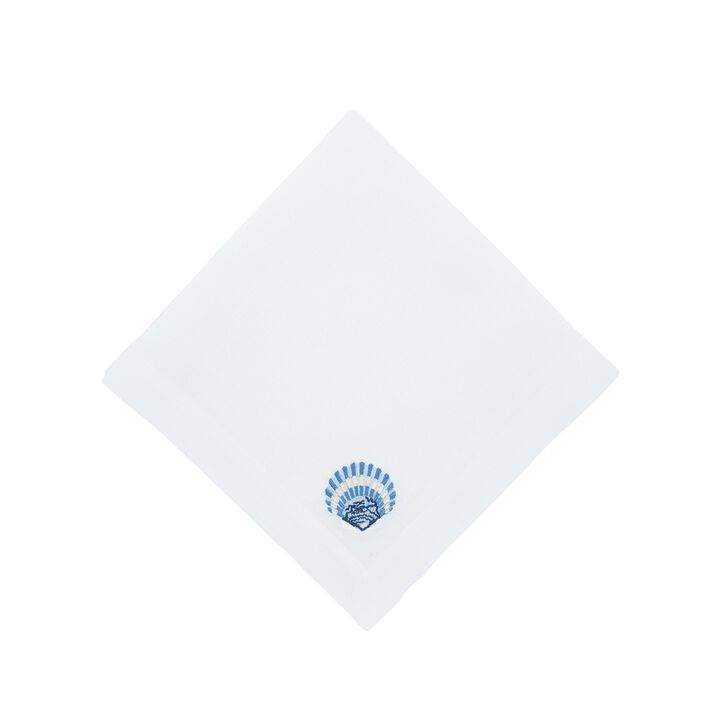Linen Napkins With Blue Shells, Set of 4