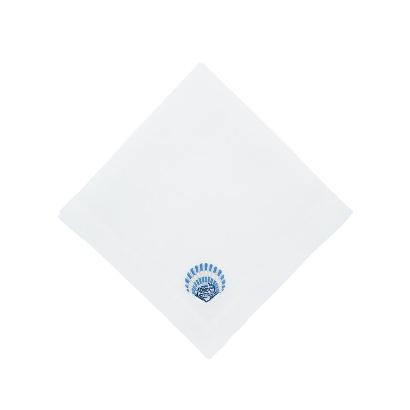 Linen Napkins With Blue Shells, Set of 4