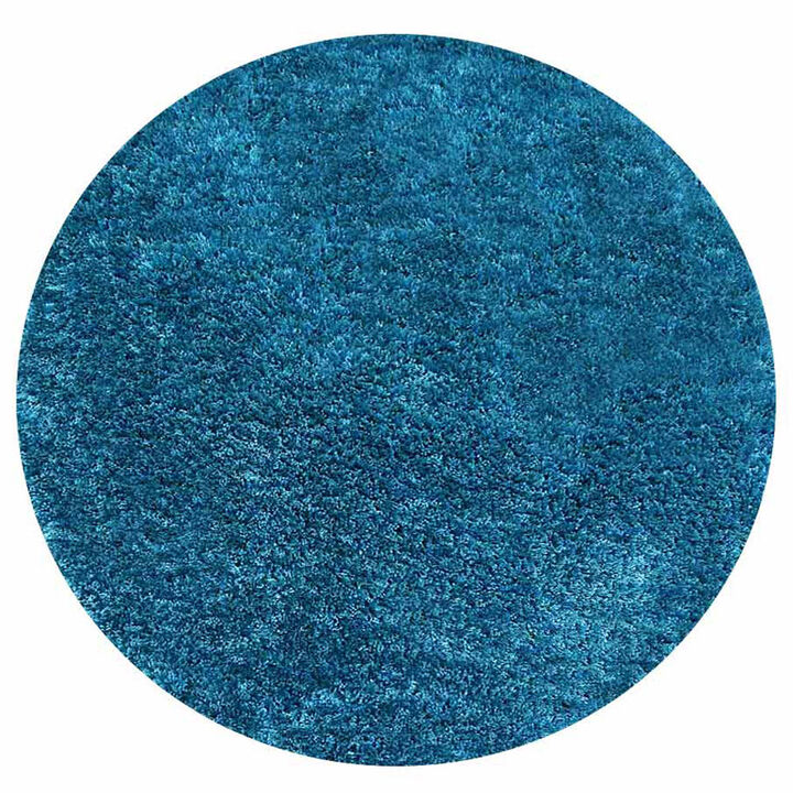RUGSOTIC CARPETS HAND TUFTED SHAG POLYESTER ECO-FRIENDLY AREA RUGS  - 8'x8', Round, Turquoise, Solid Plain Design, High Pile Thick Handmade Anti Skid Area Rugs for Living Room, Bed Room K00111