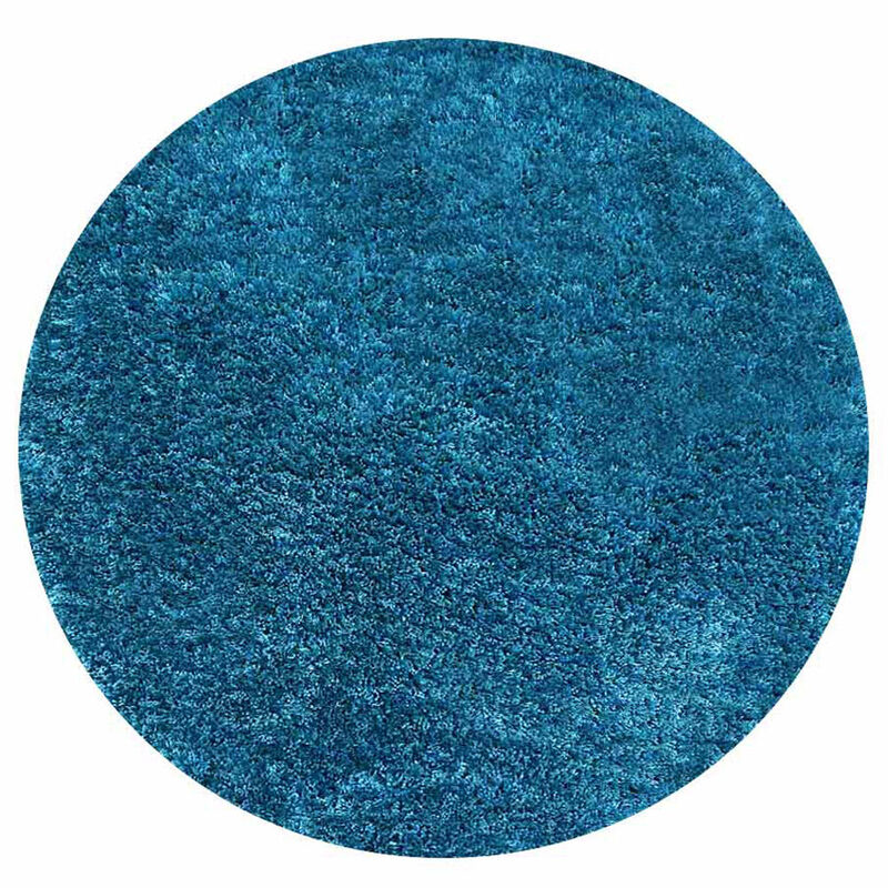 RUGSOTIC CARPETS HAND TUFTED SHAG POLYESTER ECO-FRIENDLY AREA RUGS  - 8'x8', Round, Turquoise, Solid Plain Design, High Pile Thick Handmade Anti Skid Area Rugs for Living Room, Bed Room K00111