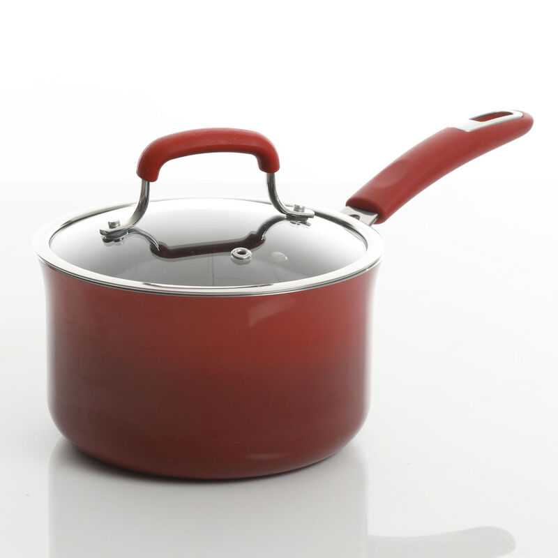 Kenmore Elite Andover 10 Piece Nonstick Aluminum Cookware Set in Red Gradient