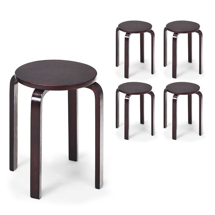Set of 4 18 Inch Stackable Bentwood Dining Chairs with Round Top