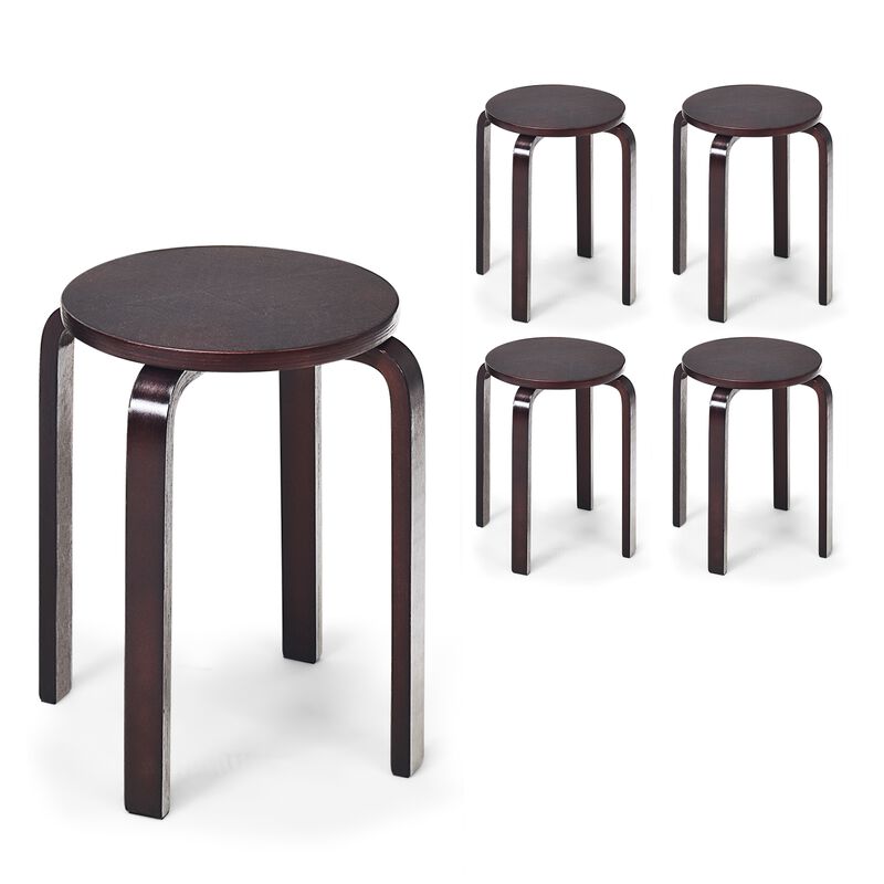 Set of 4 18 Inch Stackable Bentwood Dining Chairs with Round Top