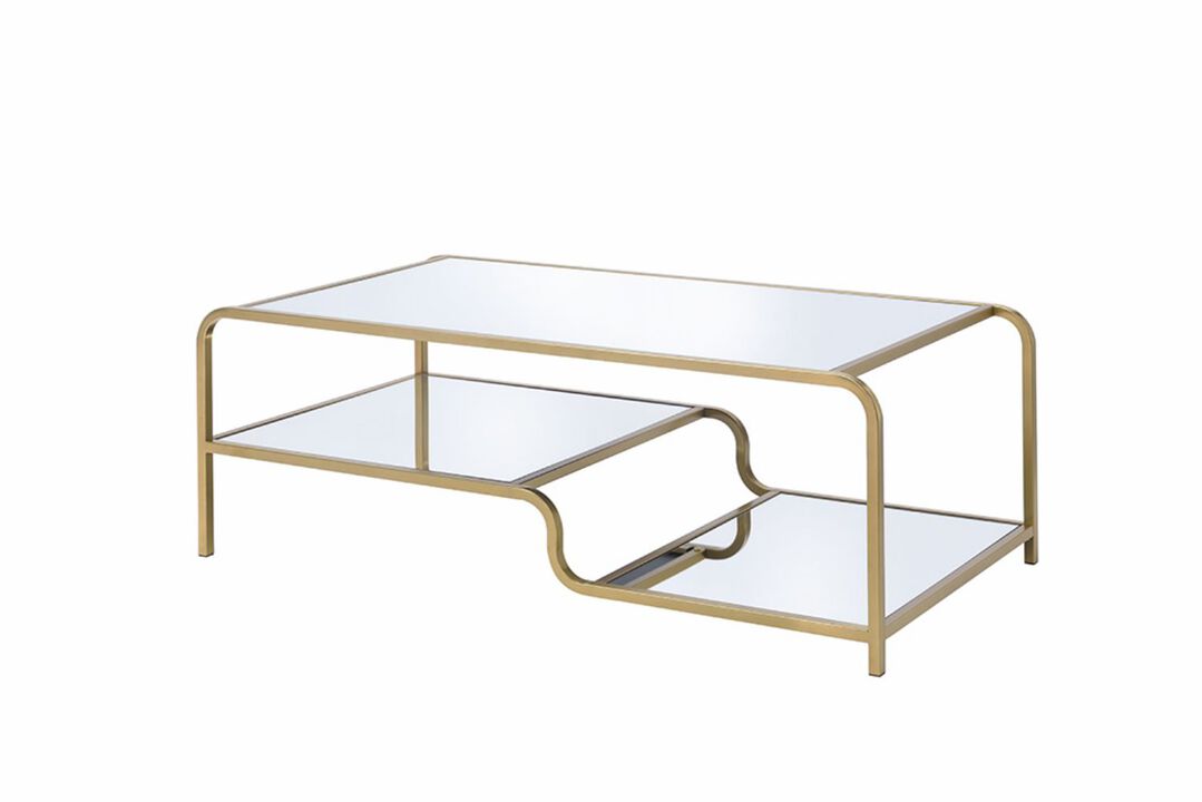 ACME Astrid Coffee Table, Gold & Mirror