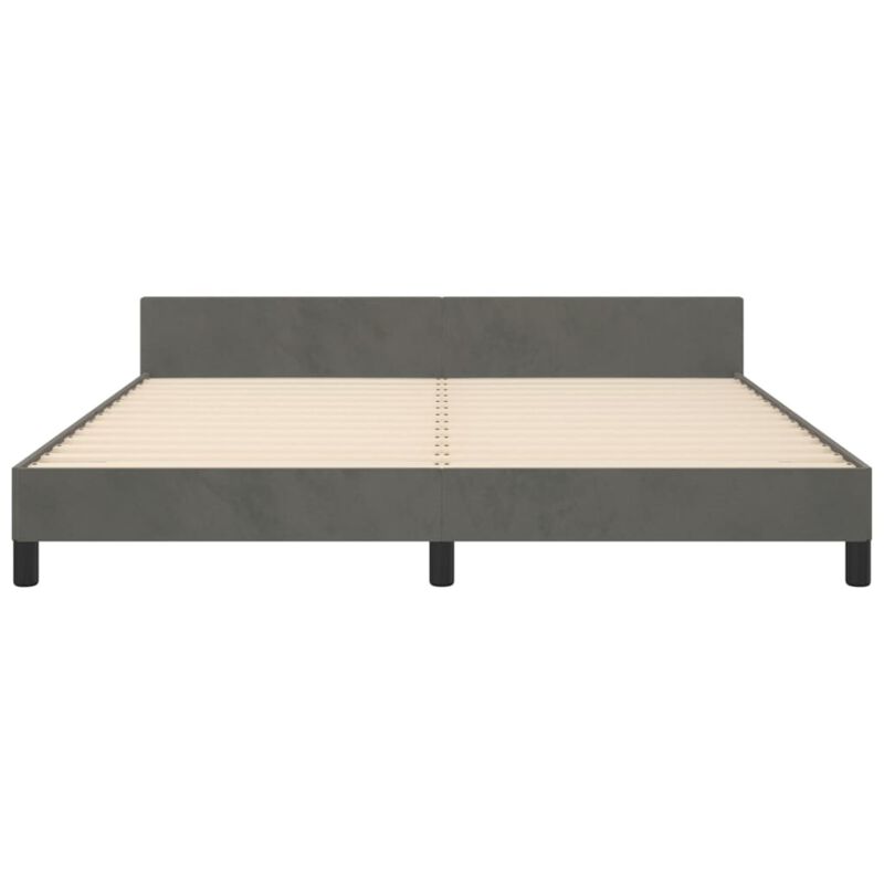 vidaXL Bed Frame with Headboard Dark Gray 76"x79.9" King Velvet