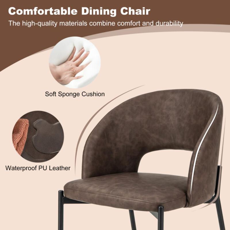 Hivvago Dining Chair Set of 2 with High-density Sponge Cushion and PU Leather