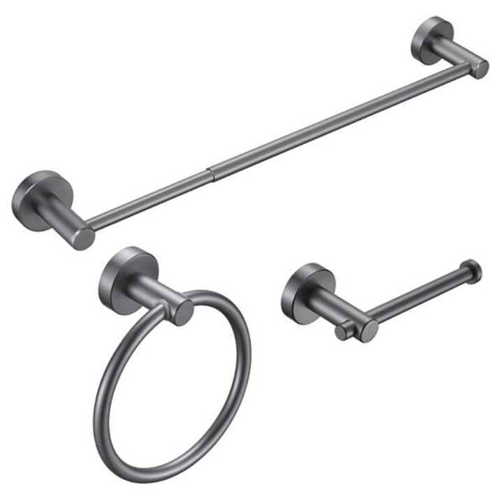 3-Piece Bathroom Hardware Set with Thick Space Aluminum Towel Bars