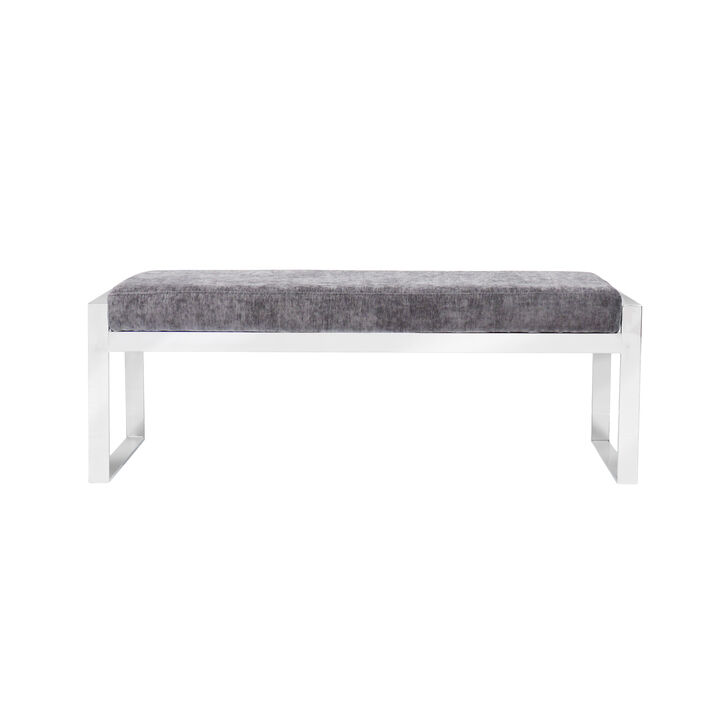 Pasargad Home Luxe Velvet Upholstered Bench, Grey