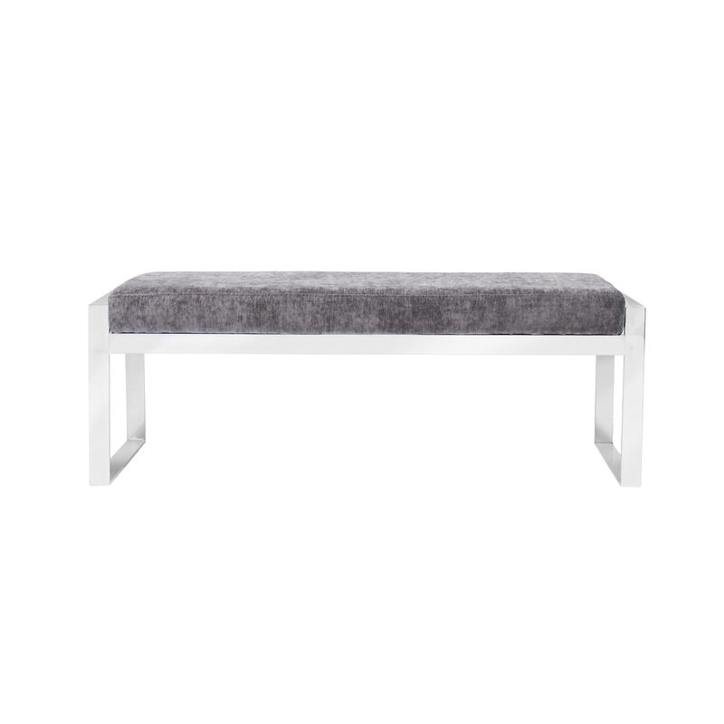 Pasargad Home Luxe Velvet Upholstered Bench, Grey