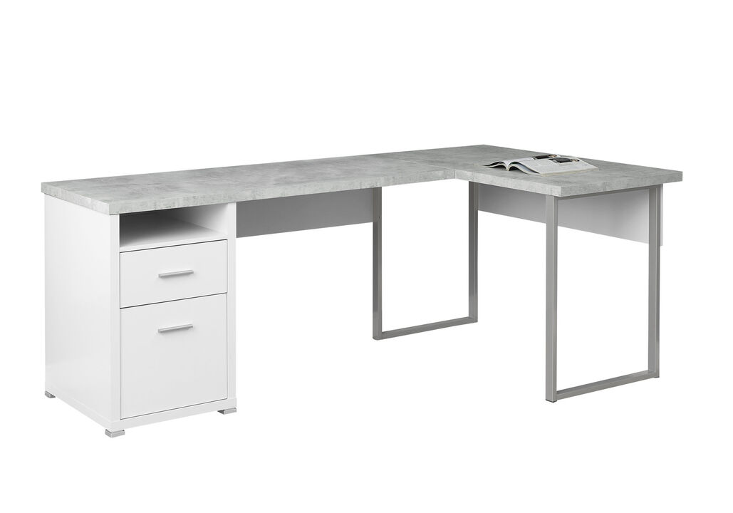 Computer Desk, Home Office, Corner, Left, Right Set-Up, Storage Drawers, 80"L, L Shape, Work, Laptop, Metal, Laminate, Grey, Contemporary, Modern