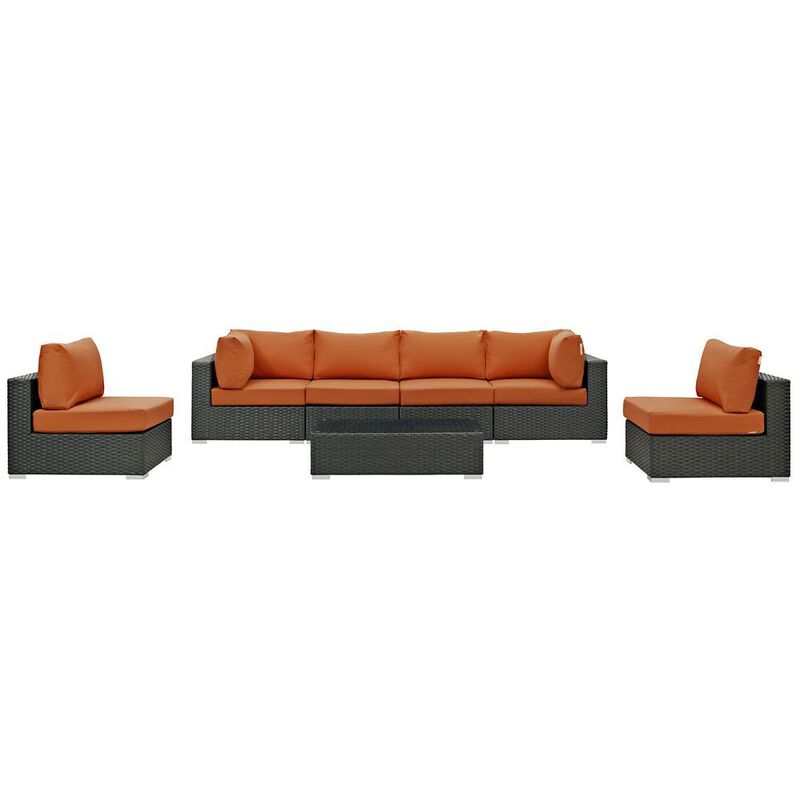 Sojourn 7 Piece Outdoor Patio Sunbrella Sectional Set - Canvas Tuscan