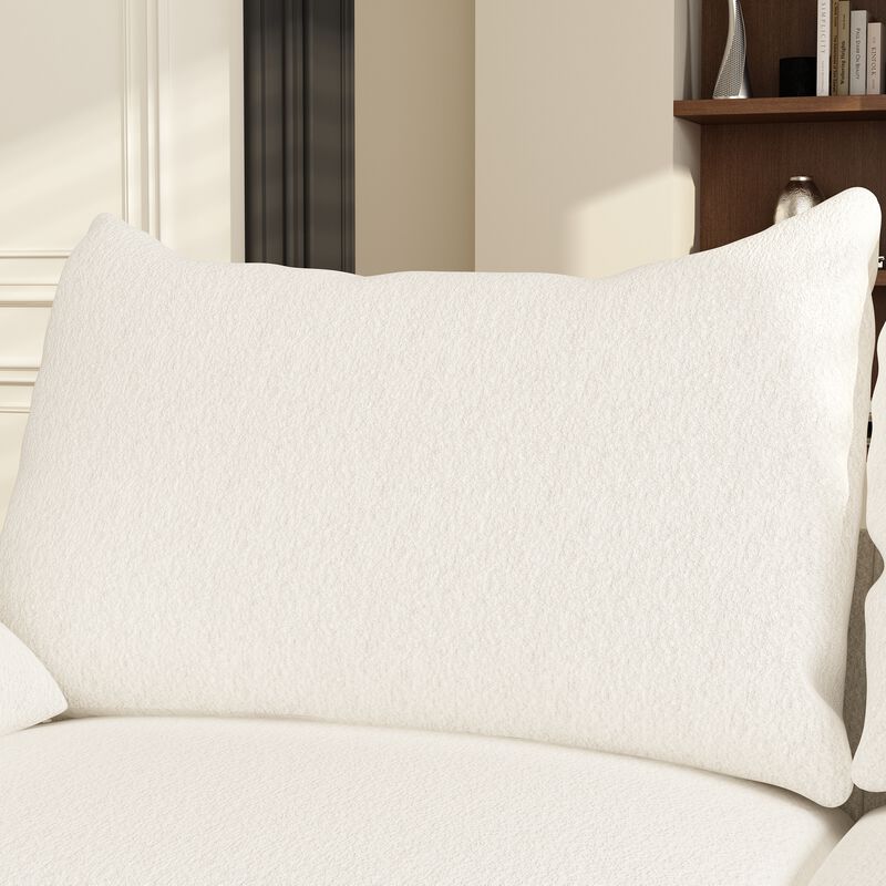 FUFU&GAGA Modern Sofa with Plush Cushions, Metal Support Legs (87.4" W x 32.3" D x 33.9" H), White