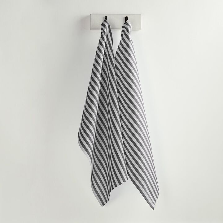 Solino Home 100% Pure Linen Kitchen Towels Set of 2 - 17 x 26 Inch | Amalfi Stripe