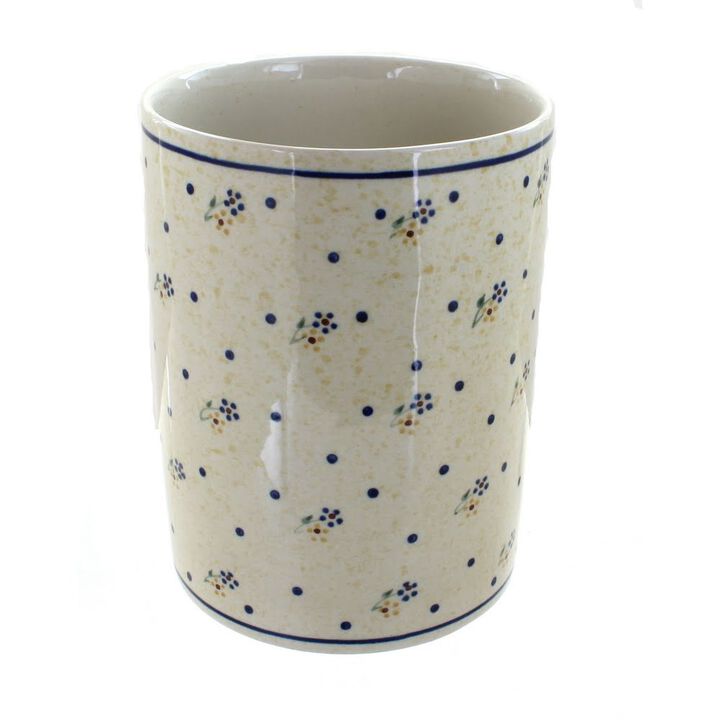 Blue Rose Polish Pottery Nature Utensil Jar