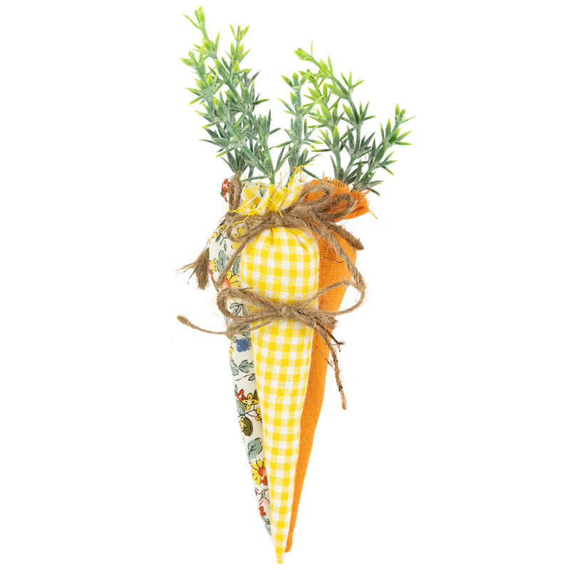 Fabric Carrot Easter Decorations - 9" - Orange and Yellow - Set of 3