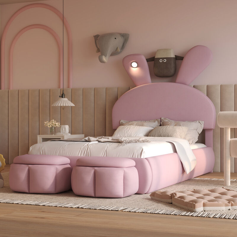 Merax Kids Rabbit Platform Bed with Ears