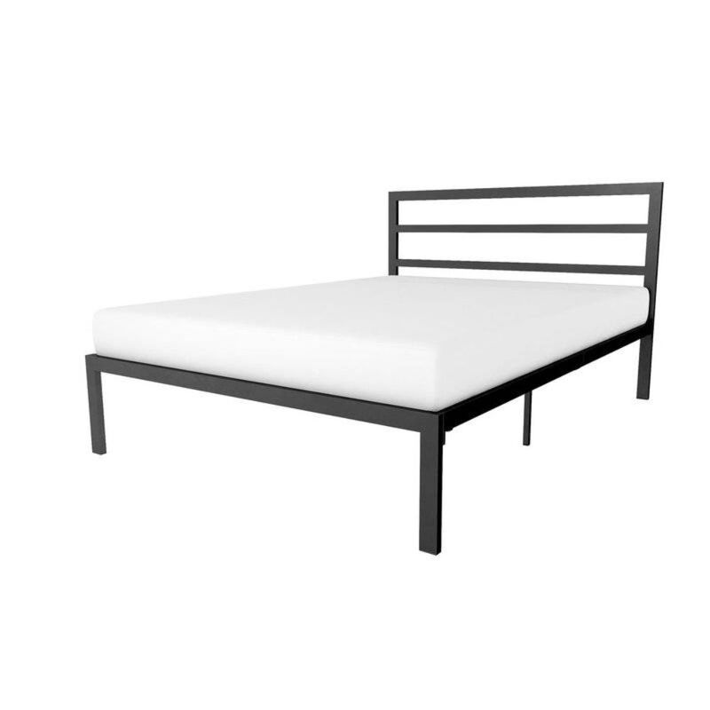 Hivvago Queen Black Metal Platform Bed Frame with Headboard Included